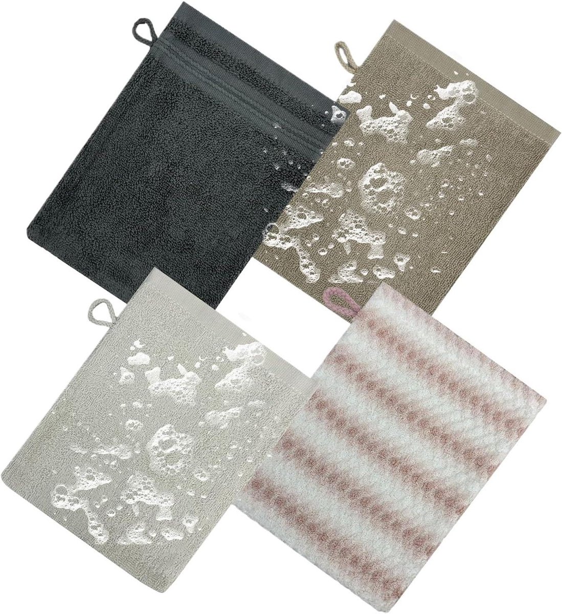 Bad Mitt Handdoek - Washandjes Set - Persoonlijke Verzorging - Slijtvaste Textuur - 4 Stuks - Mix Kleuren