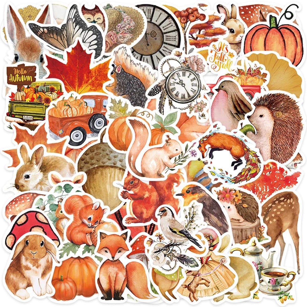 Dailygoods- Herfstbosstickers 100 stuks - Retro Graffiti Stickers - Bosthemastickers - Waterdicht PVC - Decoratie voor Koffers/Notitieboeken
