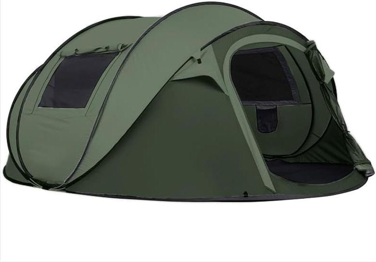 Pop-up campingtent - Koepeltent 6 personen - Buiten kamperen - Automatische opzet - 6 persoons - Legergroen