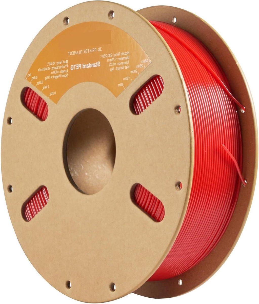3D Printer Filament - PETG Draad - Model Maken - Klompvrij Printen - 1.75 mm - Rood