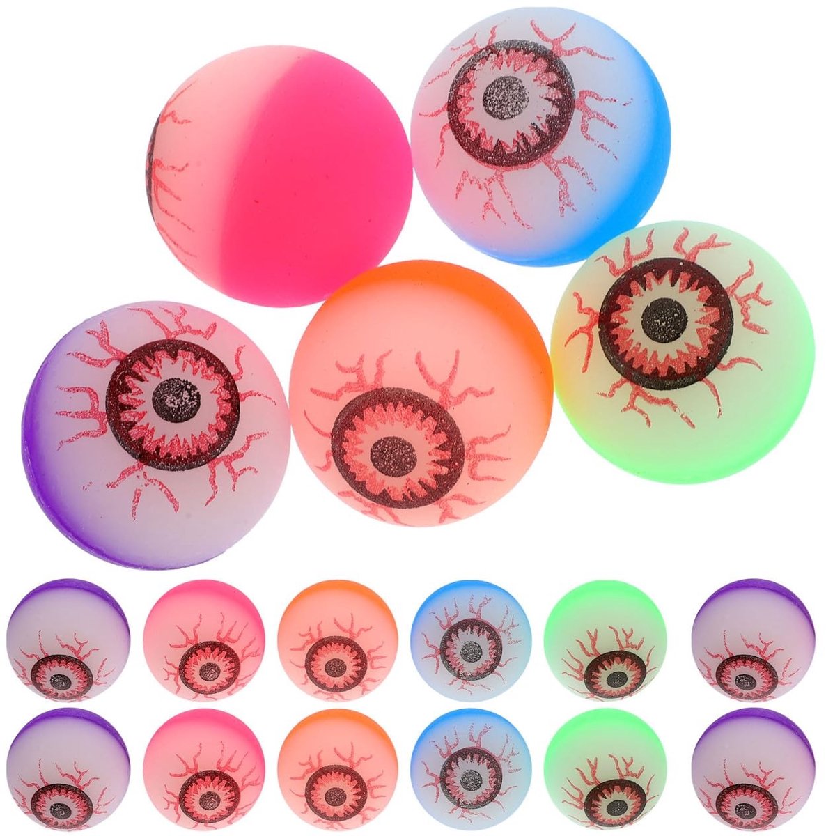Dailygoods- Bouncy Balls 10 Stuks - 32 mm - Halloween Accessoires - Griezels - Speel Ballen - Kunststof - Perfect voor Snoepzakjes - Speelballen