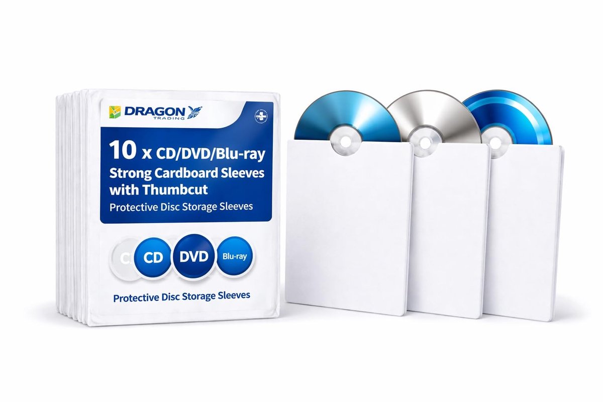 Dailygoods- Kartonnen Mouwen 10 Stuks - CD/DVD Opbergmouwen - Bescherming tegen Stof/Krassen/Zon - Hoogwaardige Kwaliteit - 130mm x 130mm - Cd Hoes