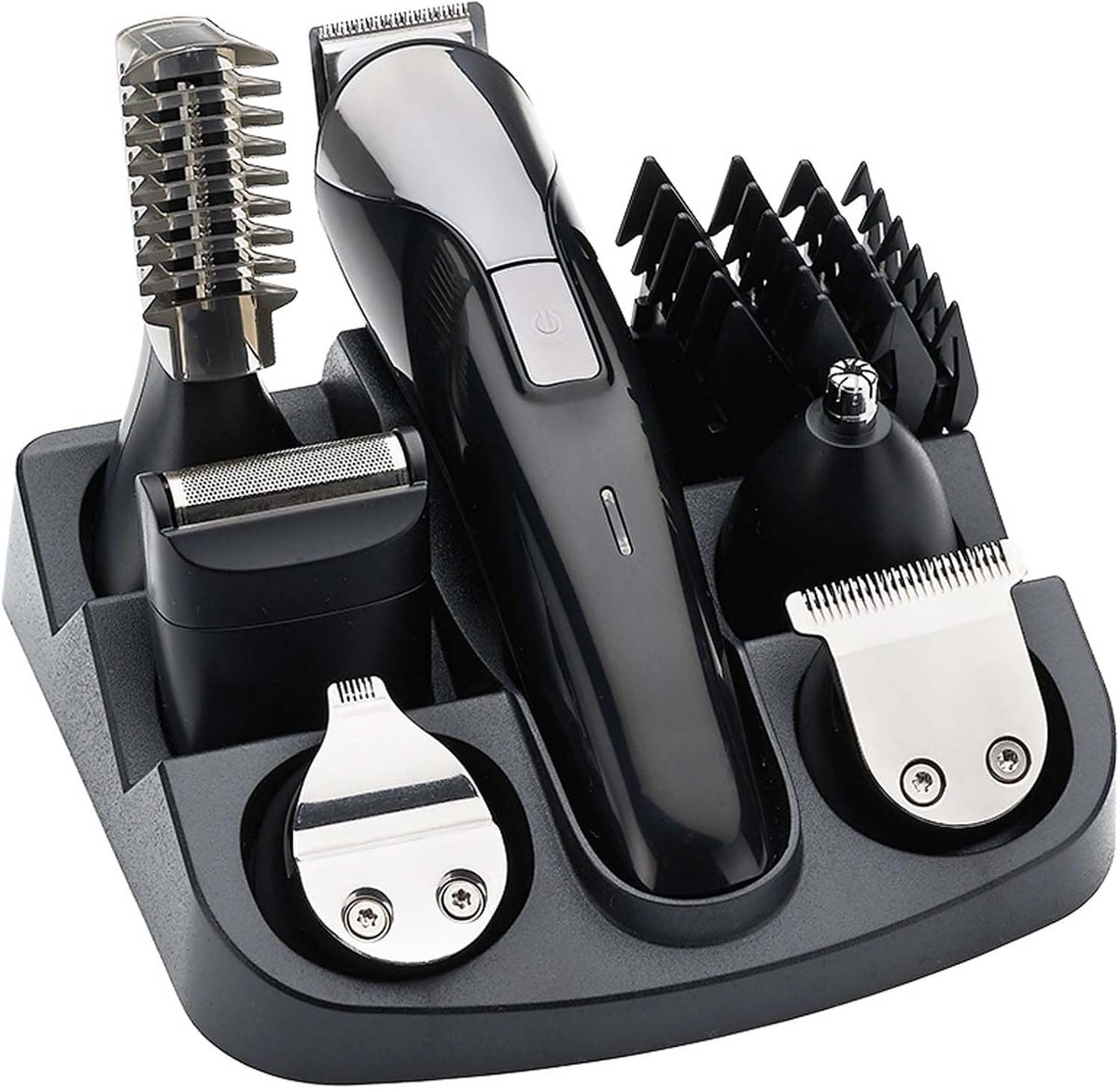Baardtrimmer 12-in-1 - Verzorgingsset Heren - Gezichtsverzorging Thuis - Roestvrijstalen Messen - 80 Min Draadloos - Zwart