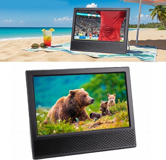 Draagbare Tv - Kleine Televisie - Kamperen Keuken - Ingebouwde Batterij - 14 Inch - Zwart — afbeelding 5