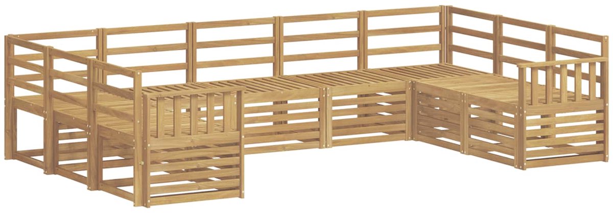 vidaXL Buiten - bank - set - 9 - st - 9-zits - Wit - Massief - Acacia - Hout