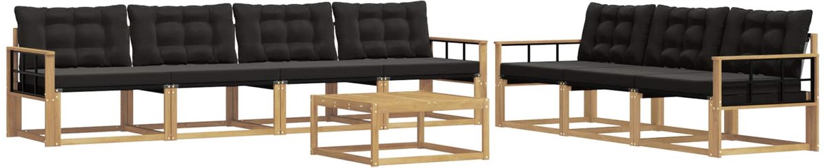 vidaXL Buiten - bank - set - 8 - st - 7-zits - Wit - en - zwart Wit en zwart