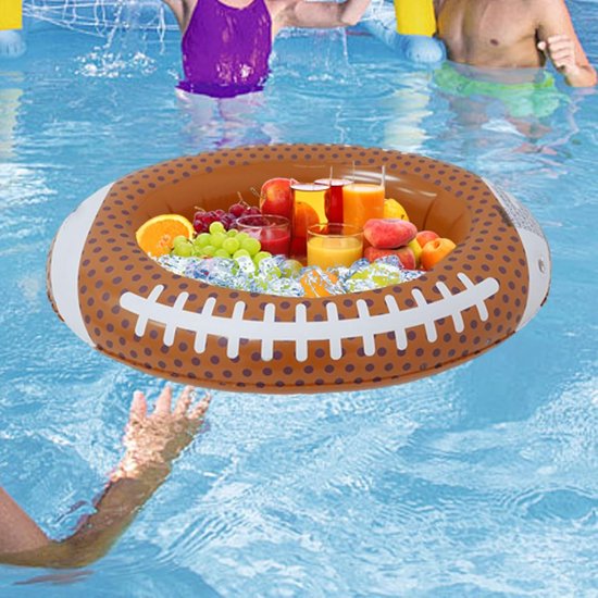 Opblaasbare koeler - Draagbare ijsemmer - Dranken koel houden - Sportief bal design - 64 x 64 cm - Rugby-ijsbar — afbeelding 4