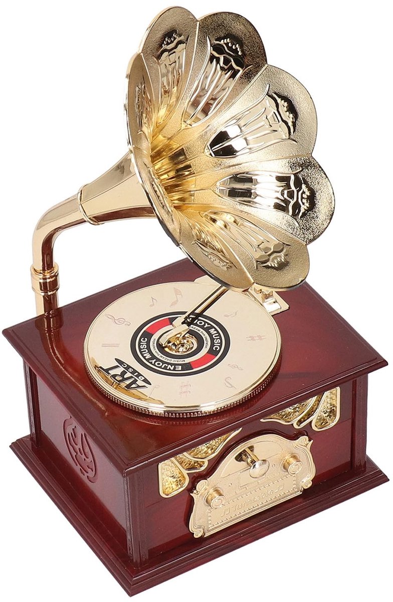 Dailygoods- Muziekdoos Vintage - Retro Muziekdoos - Grammofoon Muziekdoos - Handgemaakt - Multifunctioneel - Decoratie voor Woonkamer/Slaapkamer
