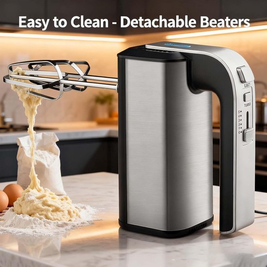 Elektrische Handmixer - Keukenmixer Garde - Bakken Mixen - Krachtige 800W Motor - 5 Snelheden - Zwart — afbeelding 3