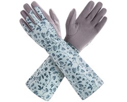 KAYGO Gauntlet KG129L Women's Long Garden Gloves Faux Leather Water Resistant Rose Gloves Garden Gloves Gardening Gloves for Gardening Housework Forearm Protection against Thorns (Grey,