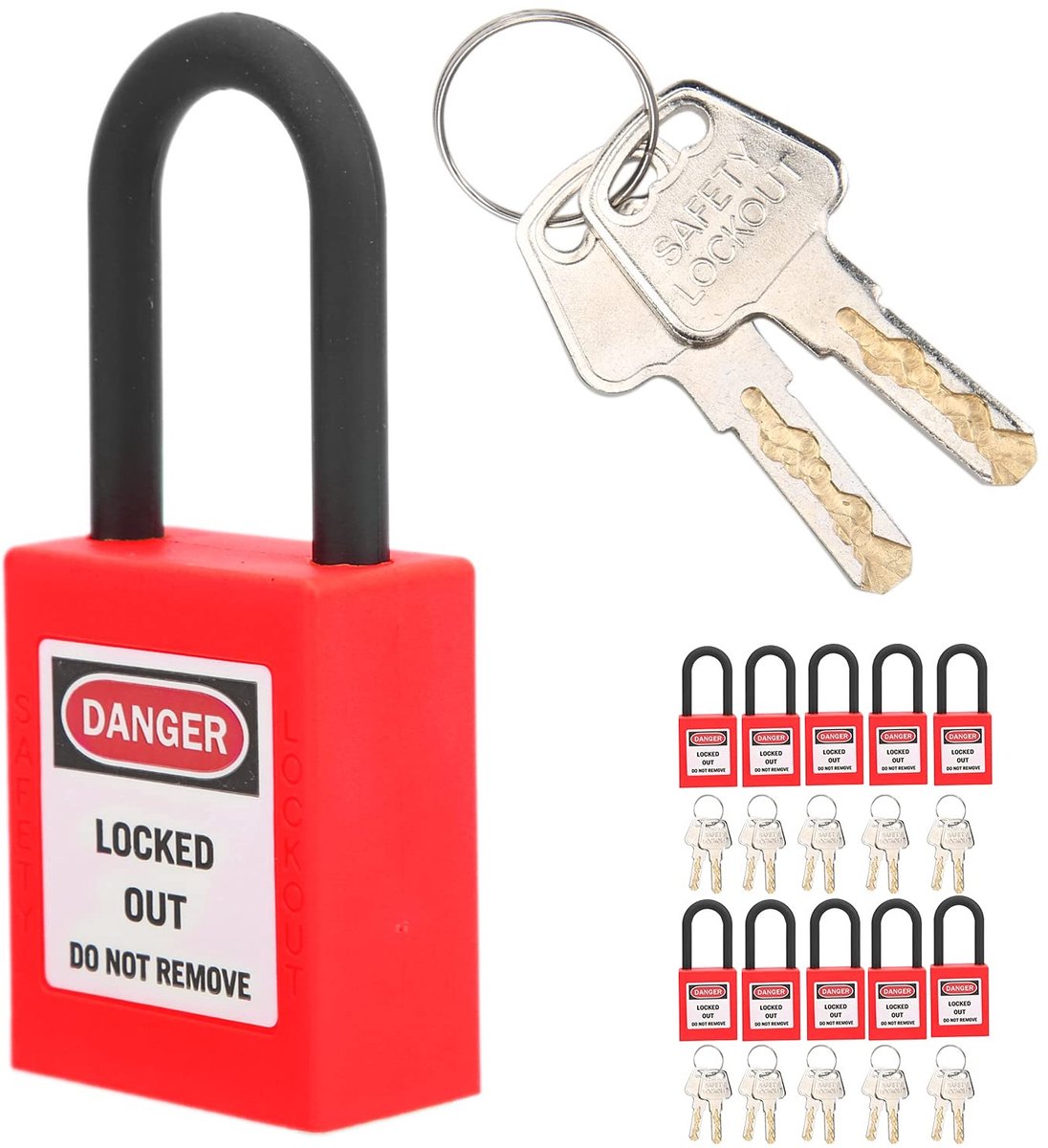 Dailygoods- Hangslot Veiligheidsslot - Hangslot met Sleutel - Lockout Padlock - Duurzaam - Binnen/Buiten Gebruik - Ideaal voor Werkplaats/Garage