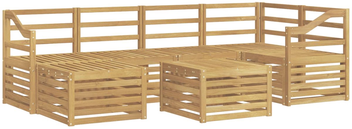 vidaXL Buiten - bank - set - 7 - st - 5-zits - Wit - Polyester