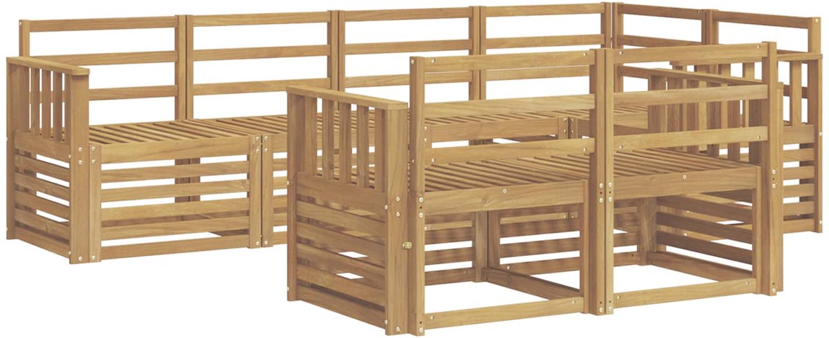 vidaXL Buiten - bank - set - 7 - st - 7-zits - Wit - Massief - Acacia - Hout