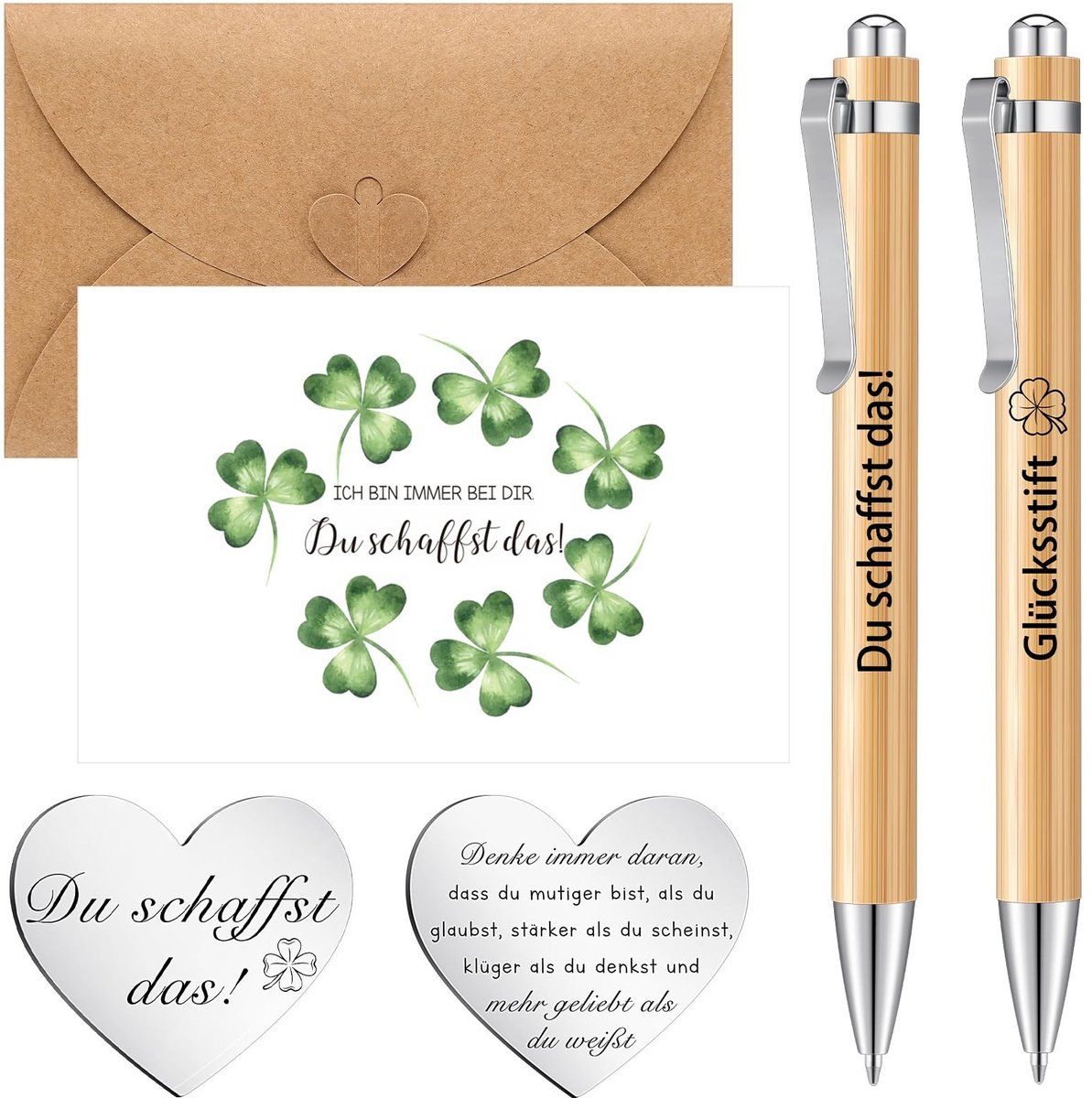 Dailygoods- Gelukskaart - Inspirerende Geluksgeschenken - Bemoedigende Geschenken - Houten Stiften - Balpen - Afscheidscadeau - Geluksgeschenk
