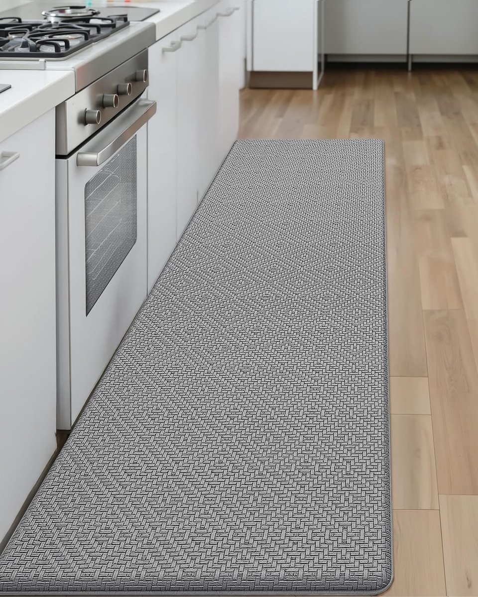 Dailygoods- Keukenmat Antivermoeidheid - Antislip - Wasbaar - Gevoerd - 44x150cm - Grijs - Keukenloper
