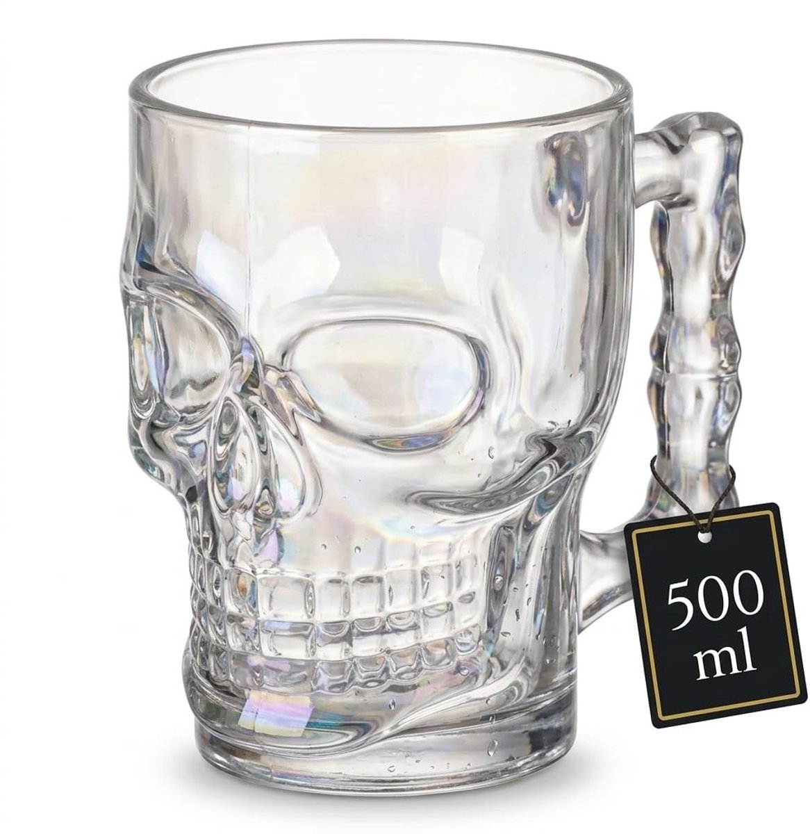 Dailygoody - Doodskop bierglas - Drinkglas met handvat - 500 ml - Uniek design - Perfect voor feestjes - Herbruikbaar glas - Voor volwassenen