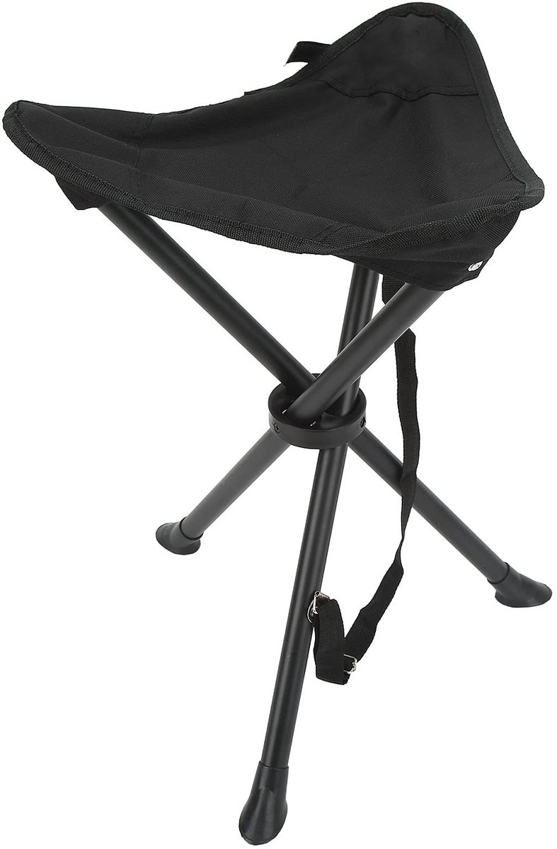 Dailygoody - Opvouwbare Statiefkruk - Draagbaar - Antislip en Anti-val - Zwart - 200 Kg Draagvermogen - Geschikt voor Camping en Outdoor Activiteiten