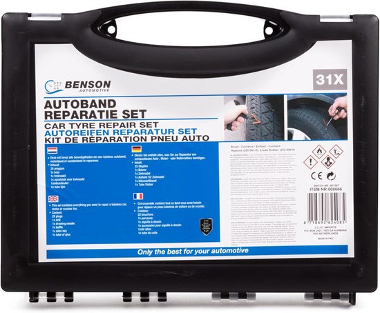 Reparatieset - Bandenreparatie - Auto Banden - 31 Delig - Praktische Koffer - Zwart — afbeelding 3
