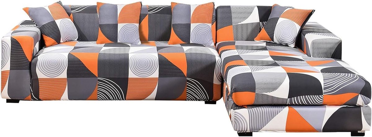 Sectional Sofa Cover 2Pcs Stretch L Shape Sofa Slipcovers Elastic Washable Sectional L-Type Sofa Furniture Protector - ShopVlot
