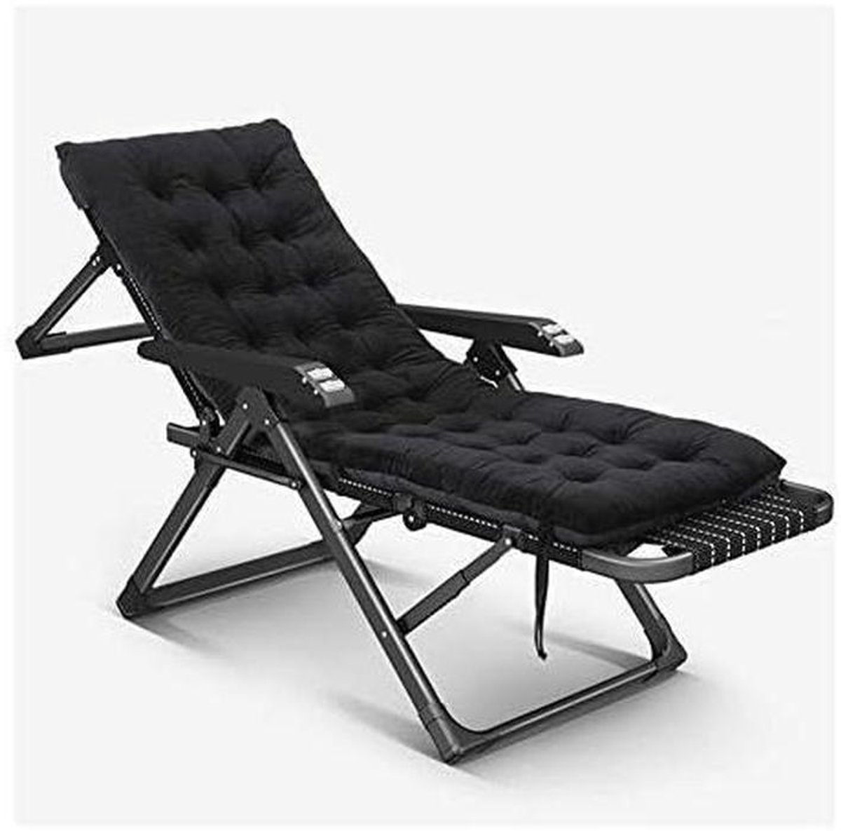 Opvouwbare Ligstoel - Zonnebed Tuinstoel - Ontspannen Buiten - Verstelbare Rugleuning - 178x64x41 cm - Zwart