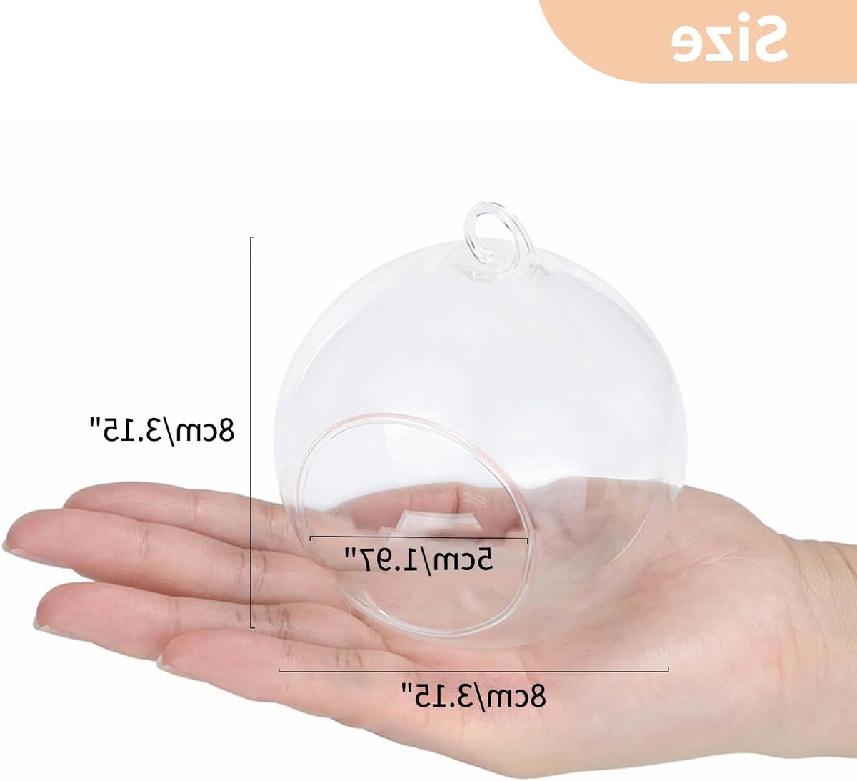 Hanging Glass Sphere Tealight Candlesticks - 8 cm - Set van 8 - Decoratie voor Bruiloften, Halloween en Kerst - Binnen en Buiten Gebruik - Stijlvolle Theelicht Houder Decoraties — cadeau in Cadeau-ideeën - foto 4