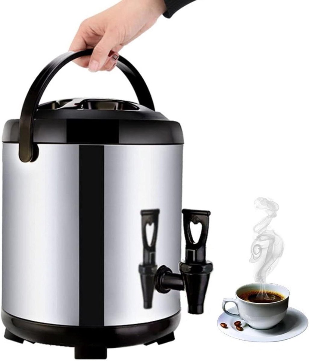Warm Waterdispenser - Drank Dispenser - Feesten en Buffetten - Roestvrijstalen Isolatie - 8L - Zwart