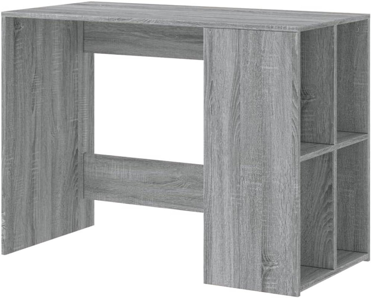Bureau Hout - Werkplek Tafel - Thuiswerken Organiseren - Vochtbestendig Bewerkt Hout - 102x50x75 cm - Sonoma Eiken Grijs