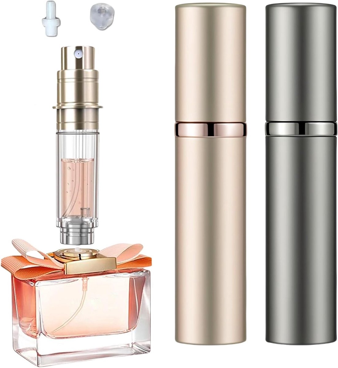 Set van 2 Navulbare Parfumatomisers voor Reizen - 5 ml Mini Spray Flesjes voor Parfum en Essentiële Olie, Handig en Compact voor Op Reis
