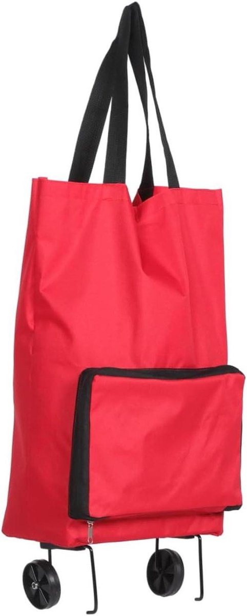 Boodschappentrolley - Winkelwagen Tas - Boodschappen Doen - Opvouwbaar Ontwerp - 48x28cm - Rood