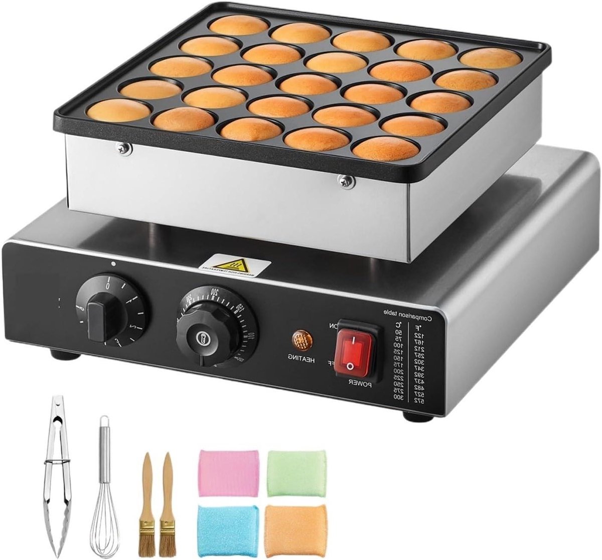 Mini Pannenkoekenmaker - Wafelijzer Pofertjes - Snel Ontbijten - Non-stick Coating - 10x10x10 mm - Zilver