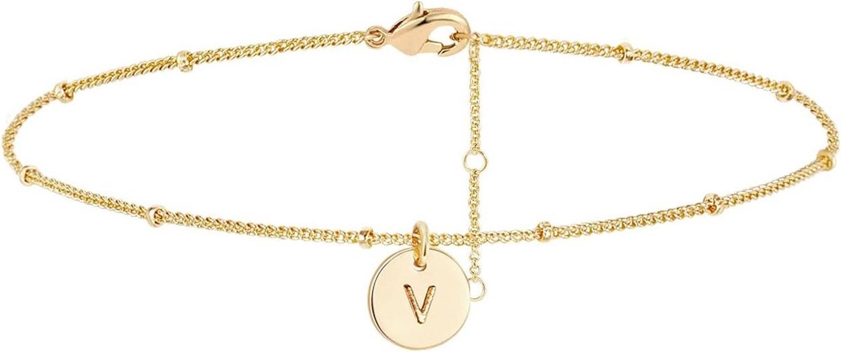 Gouden Anklet - Enkelbandje Ketting - Strand Mode - Munt Disc Hanger - Verstelbaar - Goud