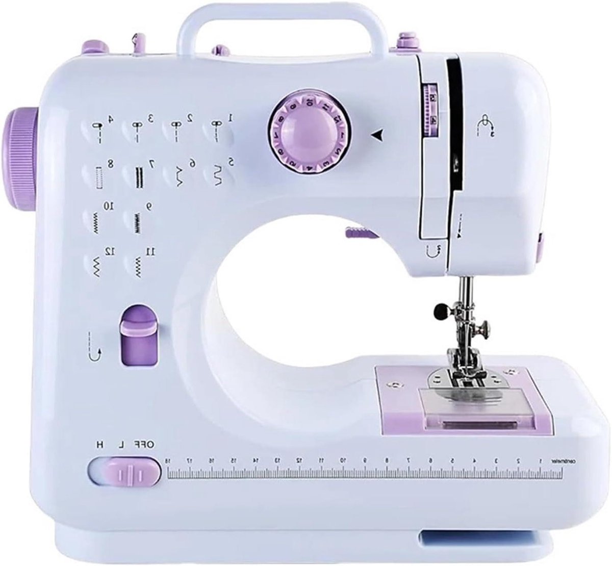 Draagbare Naaimachine - Mini Naaimachine Naaigereedschap - Kleding Maken Repareren - 12 Ingebouwde Steken - 280x240x120mm - Wit