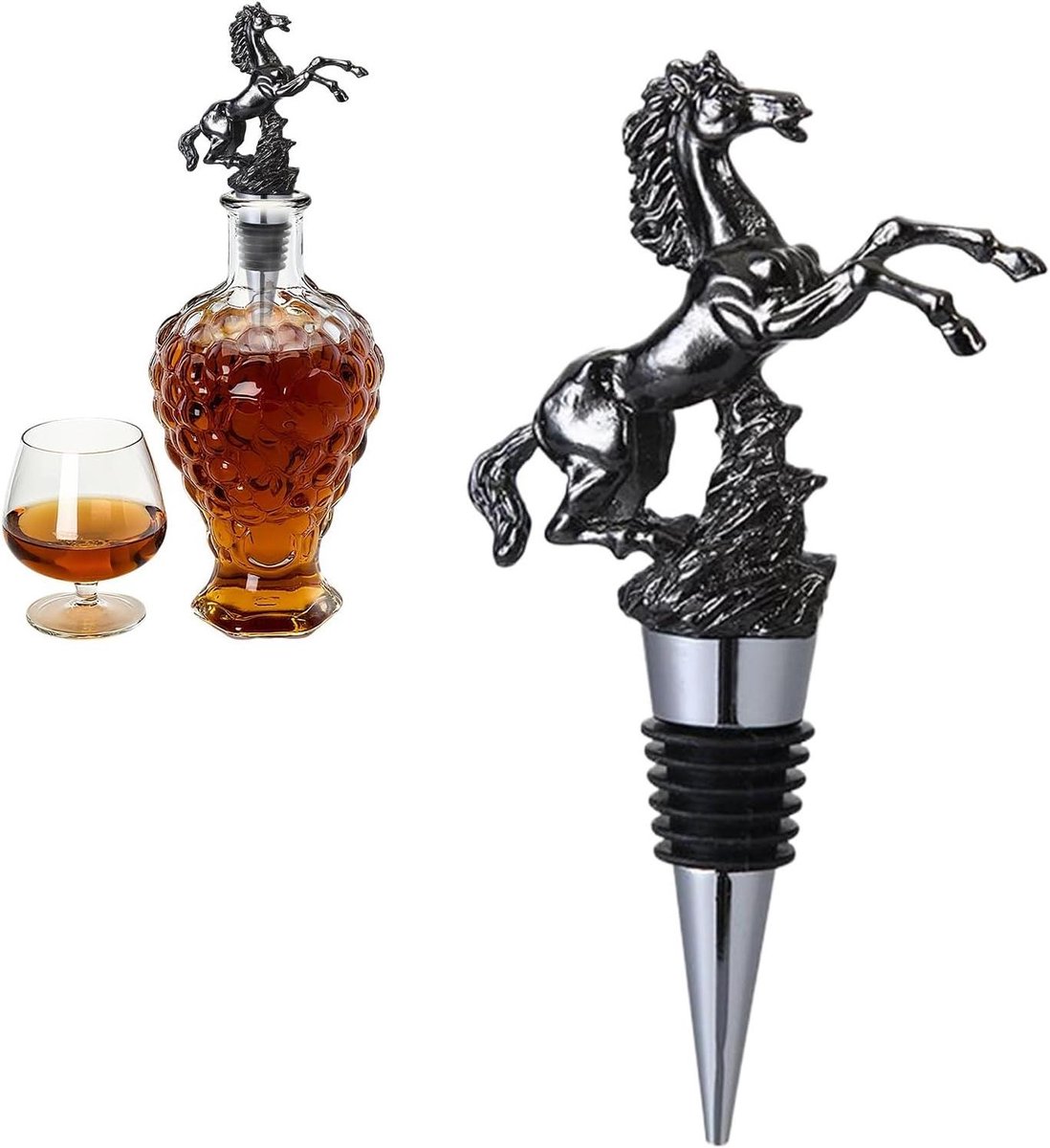 Likeur Fles Gieter - Wijnstopper Decanteer - Drank Serveren - Paarden Decoratief Ontwerp -