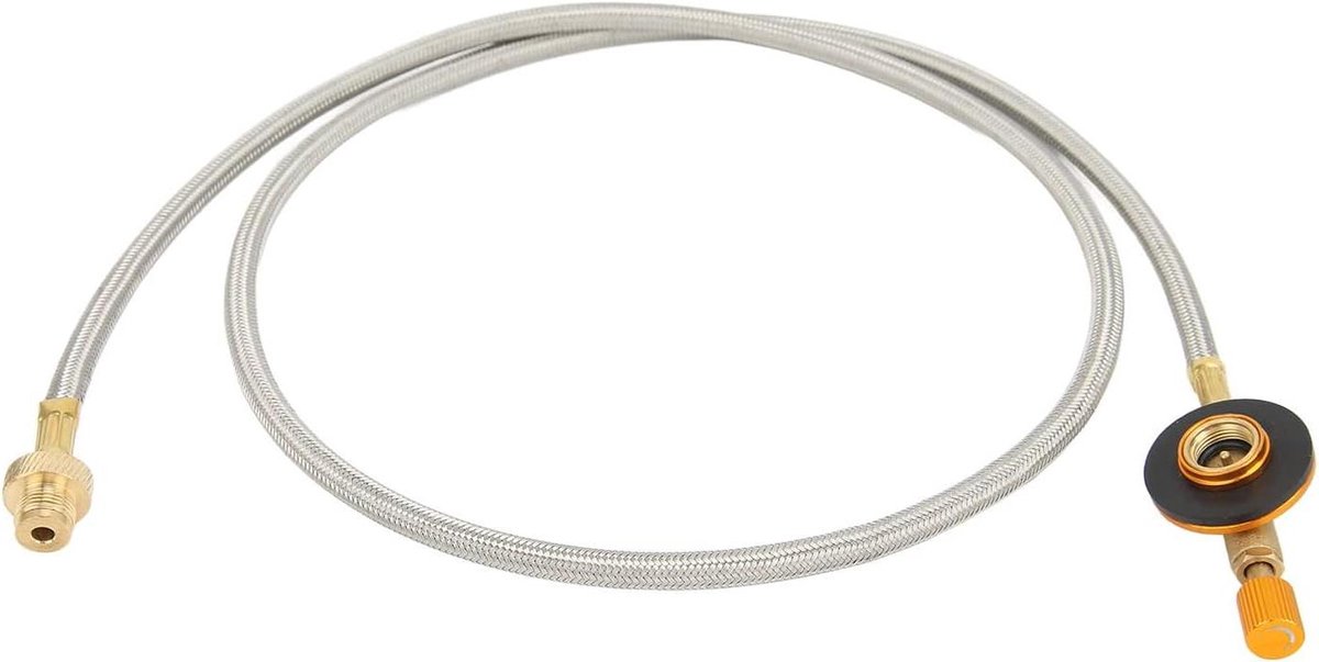 Gasverlengslang - Buiten Koken - Kamperen - Messing Roestvrij Staal - 100 Cm - Zilver