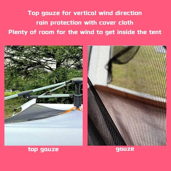 Kampeertent 4 personen - Waterdichte tent - Buiten slapen - Insectenwerend gaas - Niet gespecificeerd - Groen — afbeelding 4