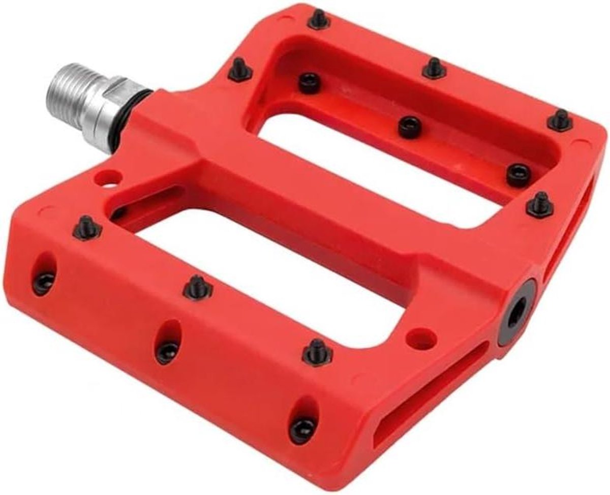 Fiets pedalen - Platte pedalen - Fietsen verbeteren - Thermoplast met grip - 111 x 105 mm - Rood