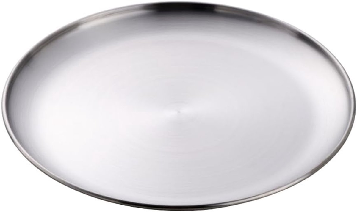 Roestvrijstalen Borden - 30 cm RVS Platen - 1 Stuks - Geborsteld Metaal Ontwerp - Voor Camping en Keukengebruik - Zilverkleurig