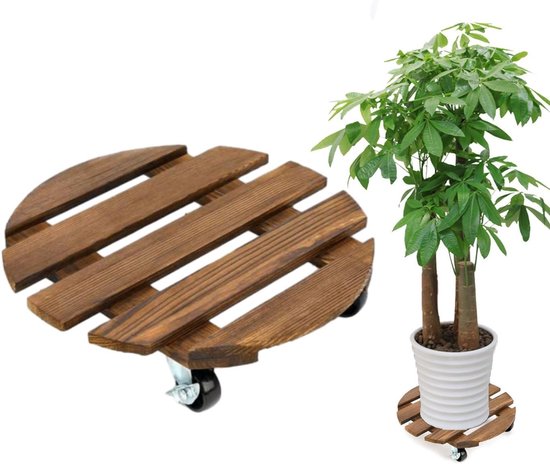 Ronde Plantroller 40 x 40 cm met Wielen, Ideaal voor Bloempotten en Planten, 100 kg Draagcapaciteit, Perfect voor Binnen en Buiten, Gemakkelijk te Verplaatsen