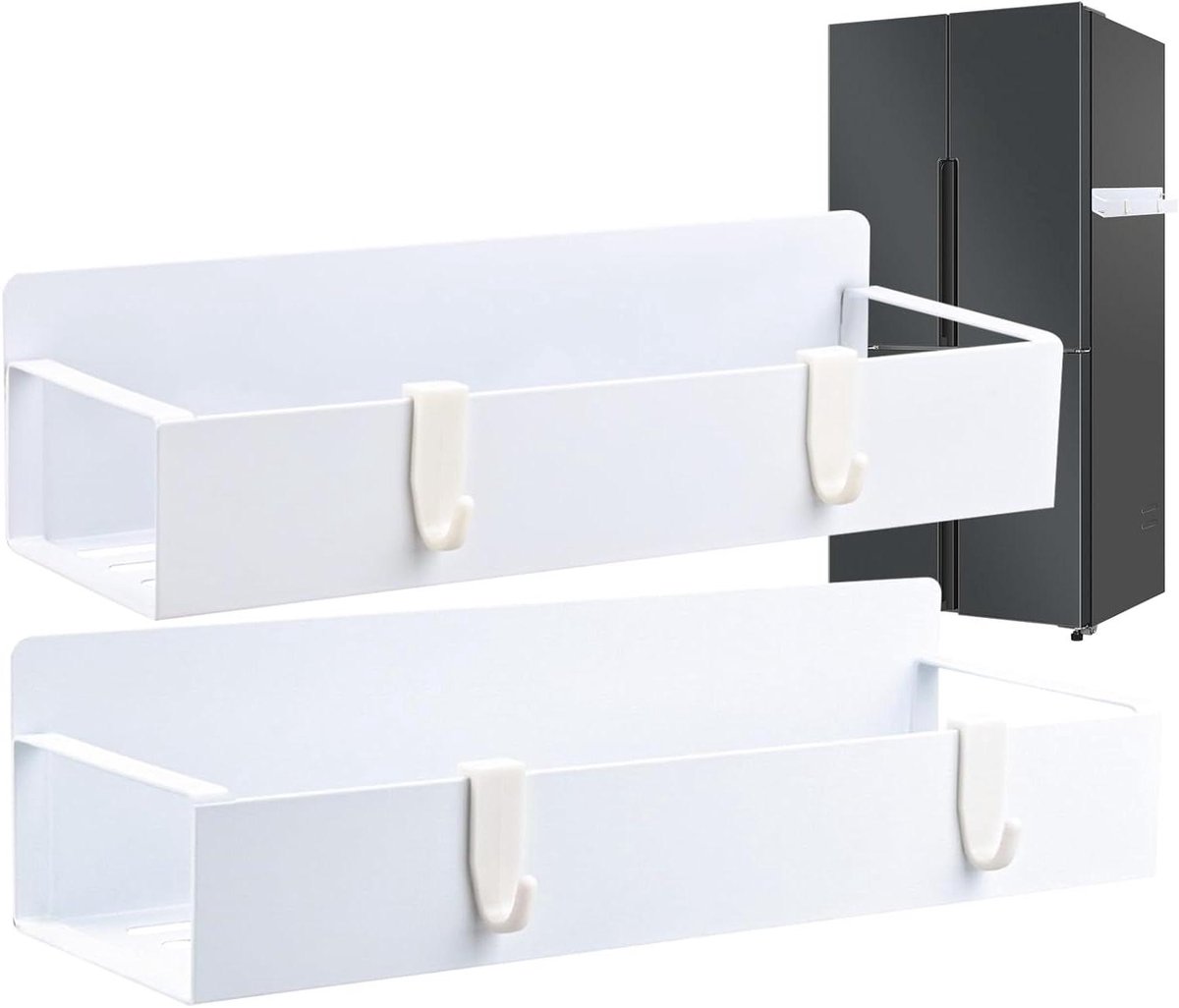 Magnetische Bekerhouder - Mokkenhouder Koelkast - Keuken Organiseren - Met Haken - 2 Stuks - Wit