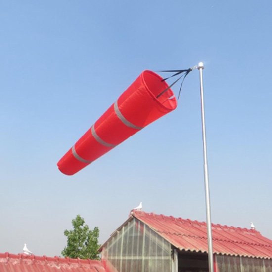 Windzak Met Meetzak - Windmeter Windzak - Windmeting Tuin - Reflecterende Strepen - 150 cm - Oranje — afbeelding 2