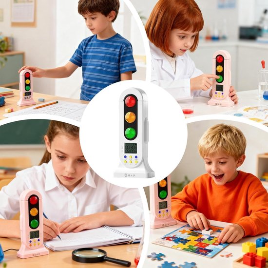 Visuele Timer - Verkeerslicht Timer Kind - Tijdbeheer Leren - Stille Countdown - 5x9x5 cm - Wit — afbeelding 5