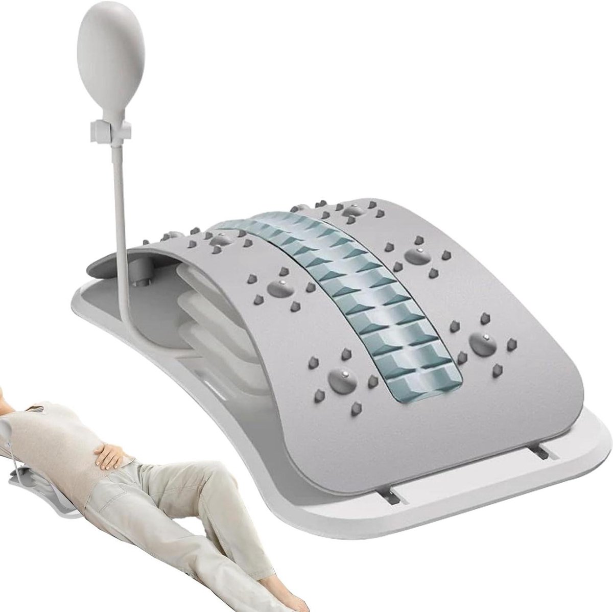Rugstrekker - Lendensteun Massageapparaat - Rugontspanning - Biomimetrische Kromming - 415 x 245 x 65 cm - Zwart