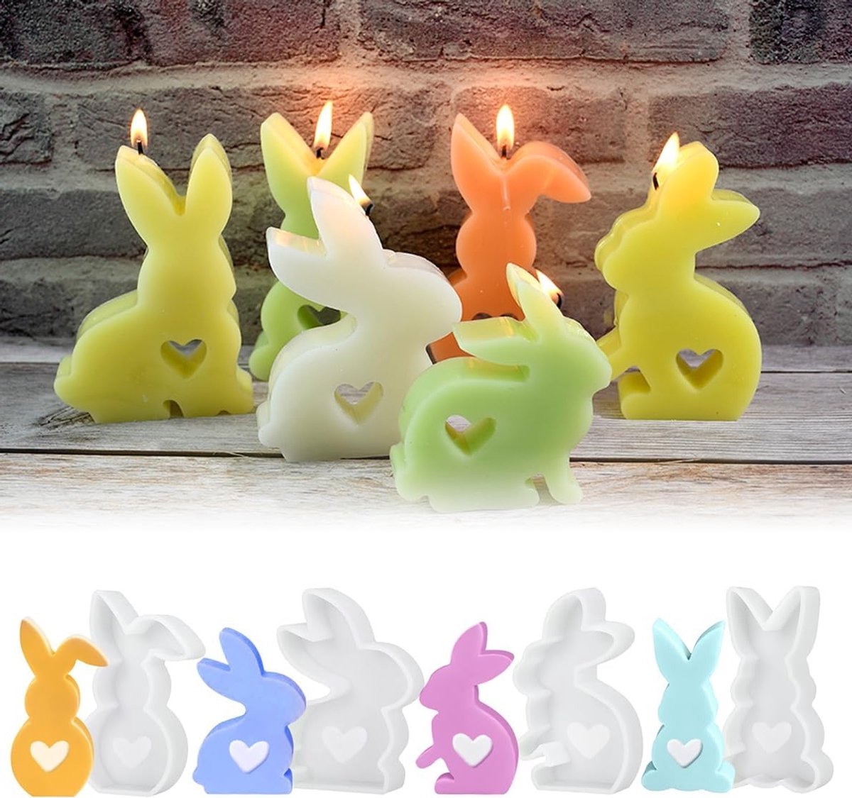 Easter Bunny Silicone Mallen voor 3D Gieten - Set van 4 - Perfect voor Gips, Sojawas en Ambachten