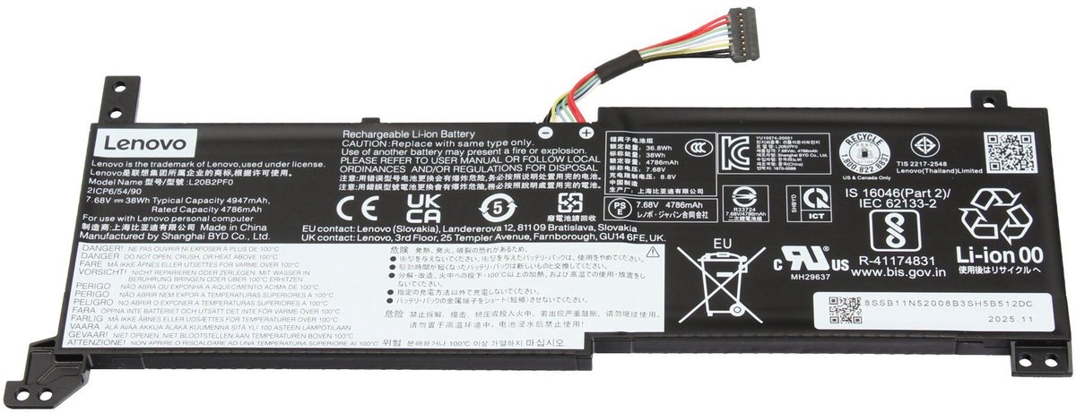 Lenovo 5B11N52038 Batterij - 38Wh - (2 cellen 7,68V)