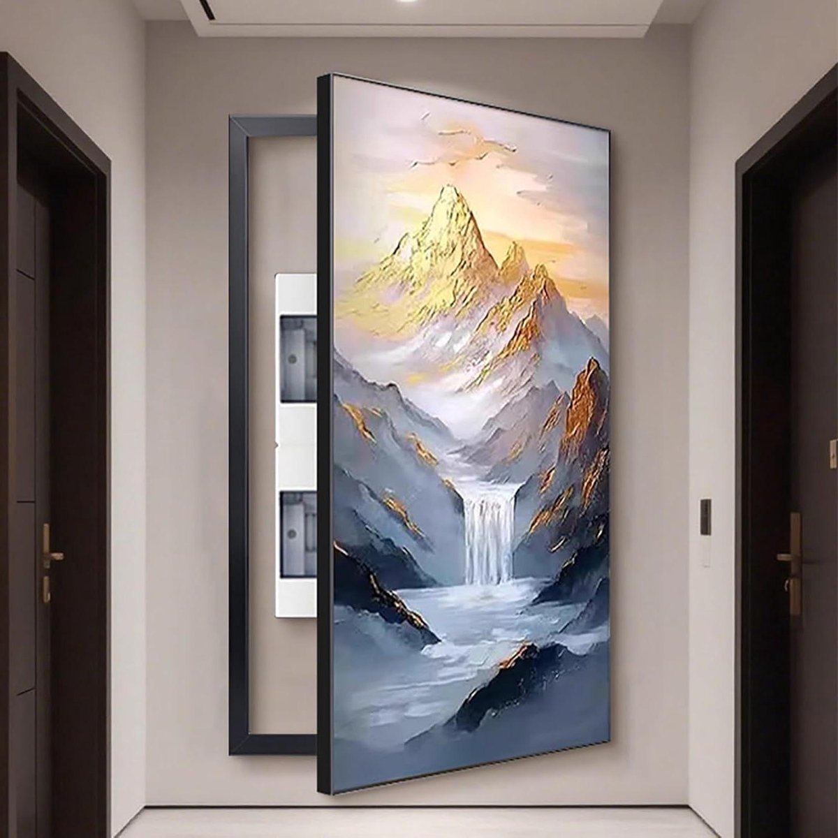 Decoratieve Meterkast Afdekking - Paneel Beschermer - Ruimte Verfraaien - Klapdeksel Ontwerp - 60 x 80 cm - Zwart