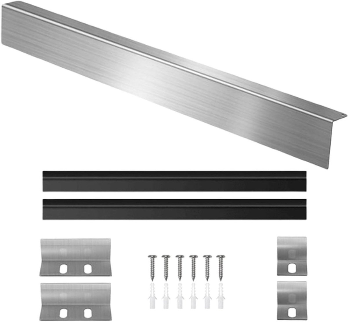 Kookplaat Afdekstrip - Afdichtstrip Aanrecht - Keuken Schoonhouden - Roestvrij Staal - 76 cm - Zilver