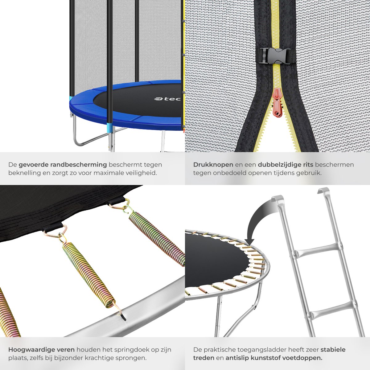 tectake® TÜV-geteste Trampoline met Veiligheidsnet - 244 cm - Kindertrampoline - Buitenspeelgoed - Sporttrampoline - Speeltoestel voor in de Tuin — afbeelding 10