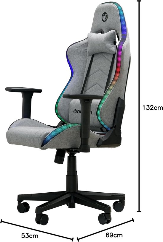 Gaming Stoel - Ergonomische Stoel - Langdurig Gamen - Verstelbare 3D Armleuningen - Grande - Grijs — afbeelding 3