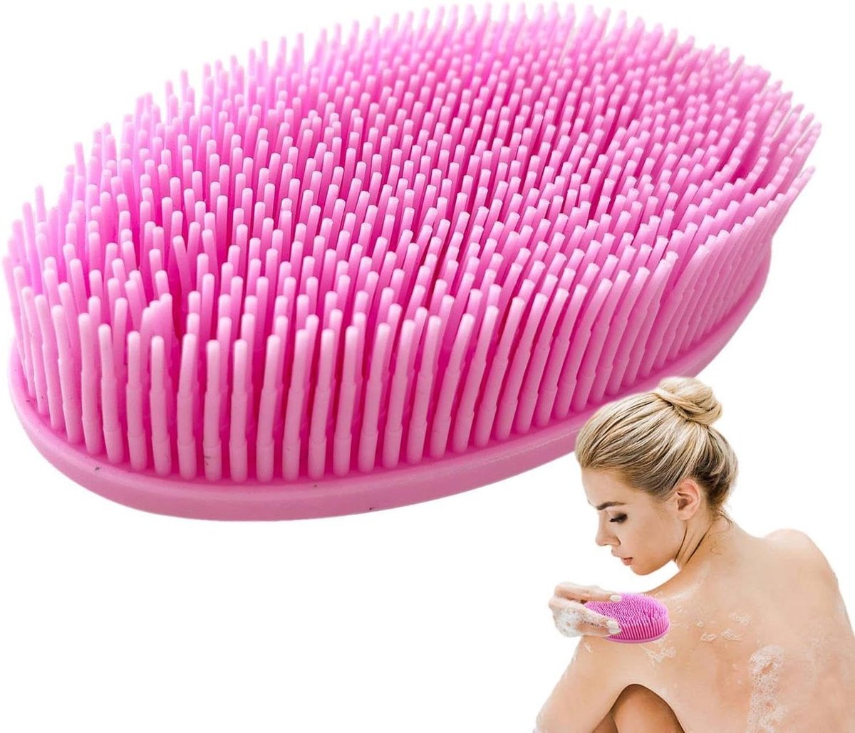 Siliconen Lichaamsscrubber - Doucheborstel Dubbelzijdig - Huid Reinigen - Huidvriendelijke Haren - 12x8x25 cm - Blauw