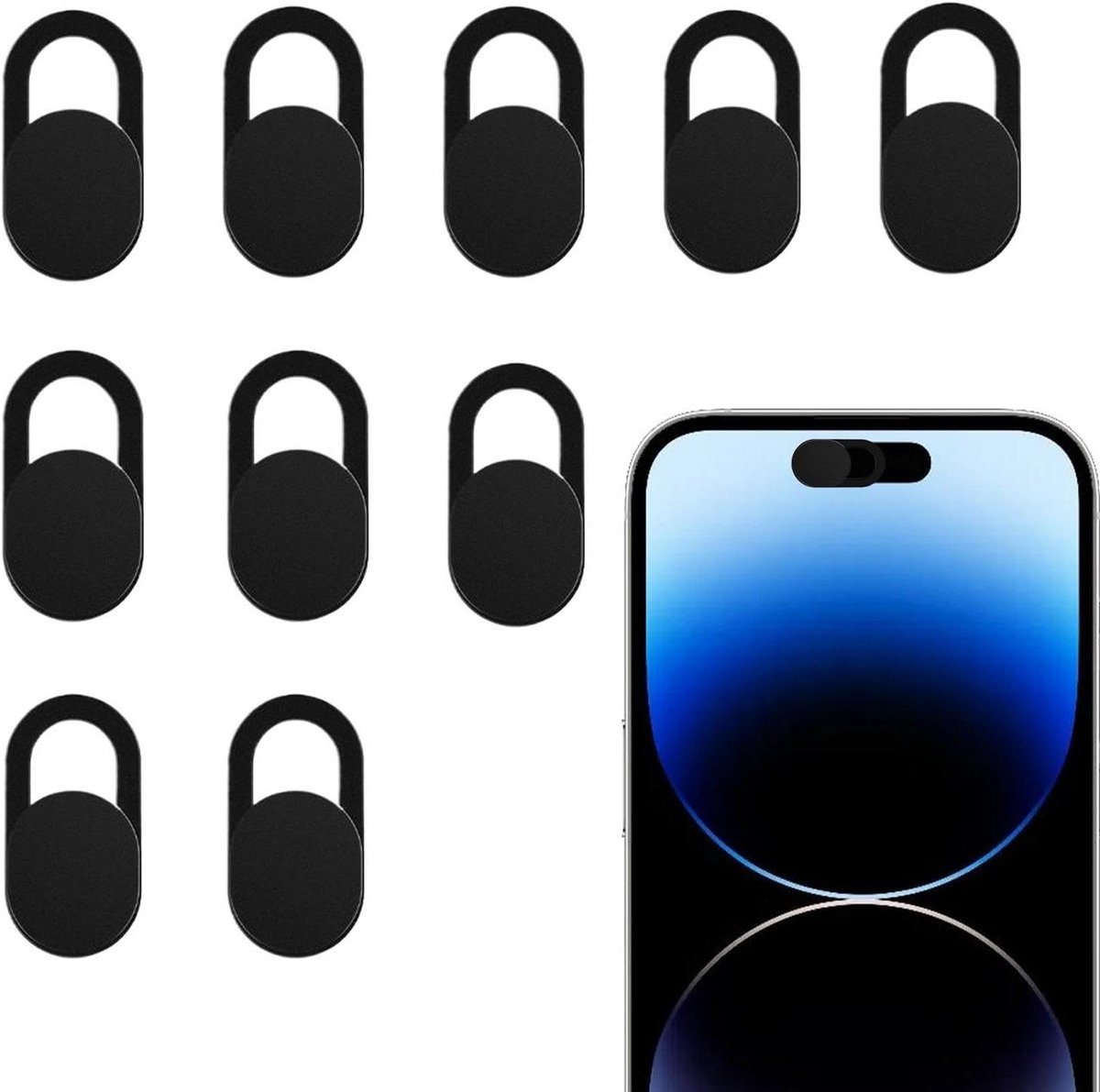Webcam Cover Schuifdeksel - Camera Blocker Privacyhoes - Digitale Privacy Beschermen - Lekvrije Schuifbescherming - 10 stuks - Zwart
